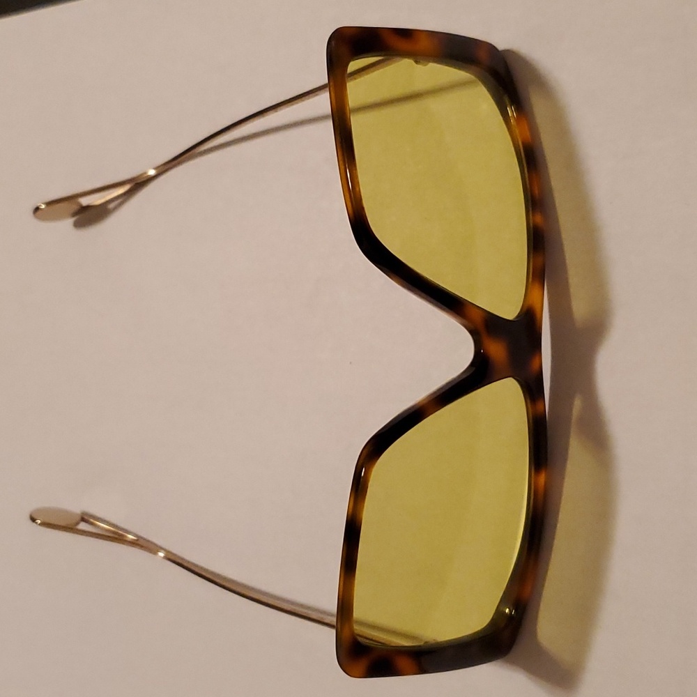Gucci Havana Brown/Gold and Yellow Womens Sunglasses - NWT - Picture 10 of 13